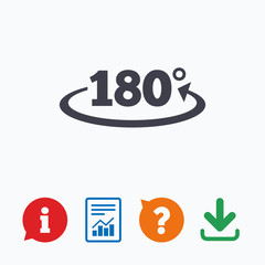 Angle 180 degrees sign icon. Geometry math symbol