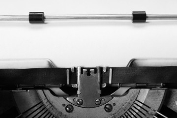 Old typewriter with paper, close up