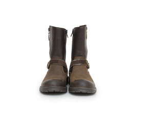 Leather boots on a white background