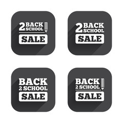 Back to school icons. Studies after the holidays