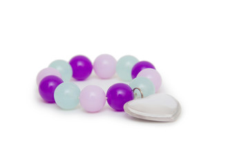 Bracelet stone and glass beads with pendants