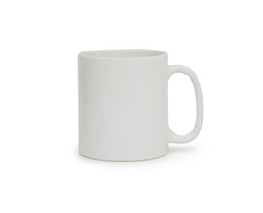White ceramic coffee mug. Isolated on a white