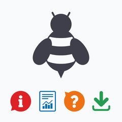 Bee sign icon. Honeybee or apis symbol.