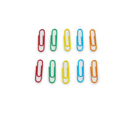 Colorful paper clip isolated on white background