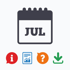 Calendar sign icon. July month symbol.