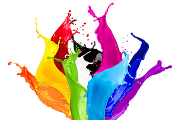 colorful wild color splash isolated on white background
