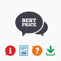Speech bubble best price icon. Special offer.