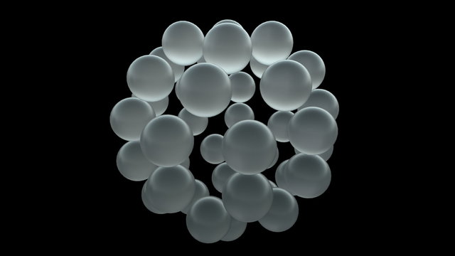 Abstract 3d glass spheres - molecules animation. Seamless loop
