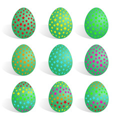 HAPPY EASTER. Colored Easter eggs, set on a white background. Eggs symbol Vector. Egg symbol JPEG. Egg symbol Image. Egg symbol Graphic. Egg Icon Art. Egg Icon JPG.Egg - stock vector