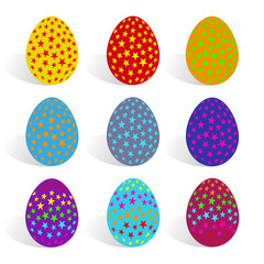 HAPPY EASTER. Colored Easter eggs, set on a white background. Eggs symbol Vector. Egg symbol JPEG. Egg symbol Image. Egg symbol Graphic. Egg Icon Art. Egg Icon JPG.Egg - stock vector