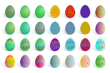 HAPPY EASTER. Colored Easter eggs, set on a white background. Eggs symbol Vector. Egg symbol JPEG. Egg symbol Image. Egg symbol Graphic. Egg Icon Art. Egg Icon JPG.Egg - stock vector