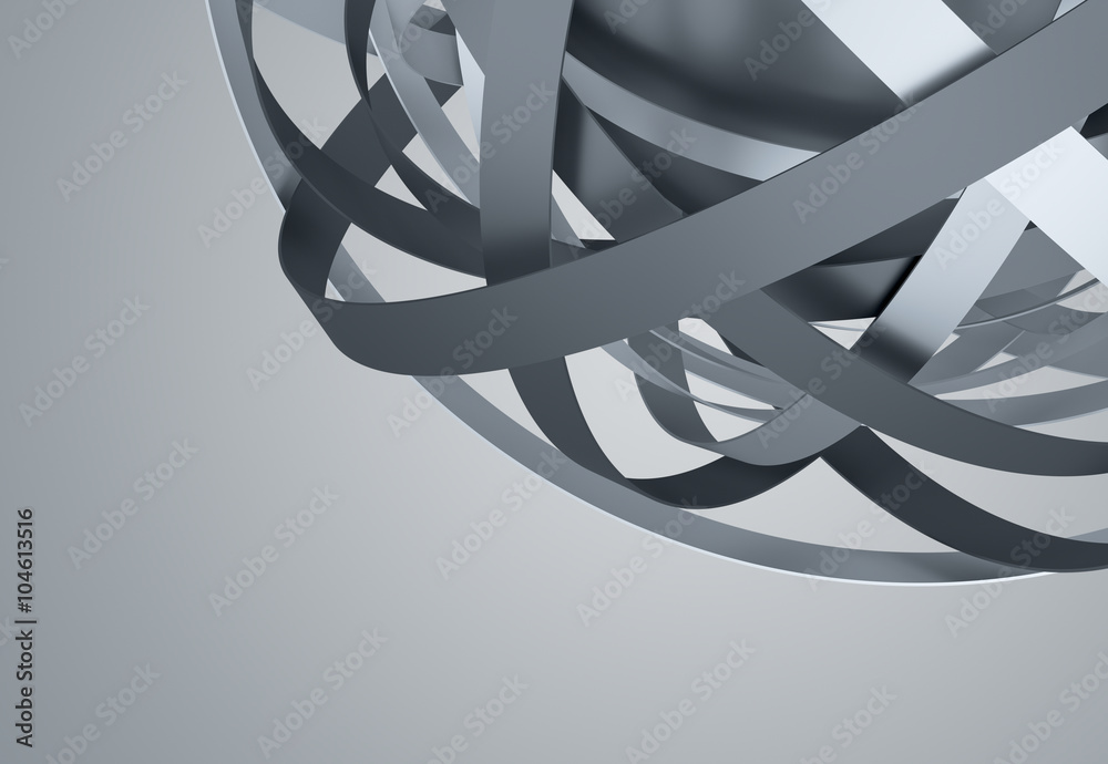 Poster abstract 3d rendering of sphere with rings in empty space. futuristic shape. surreal background.