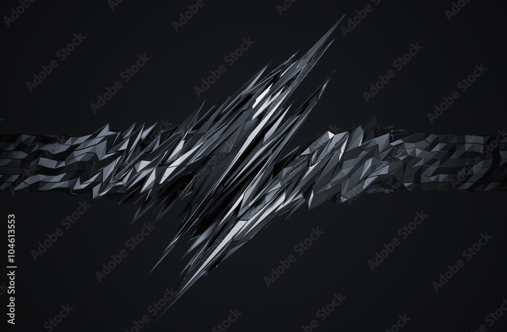 Poster abstract 3d rendering of chaotic surface. background with futuristic polygonal shape. noisy low poly