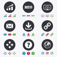 Internet, seo icons. Bandwidth speed sign.