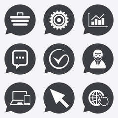 Internet, seo icons. Tick, shopping signs.