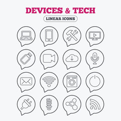 Devices and technologies icons. Usb, wi-fi.