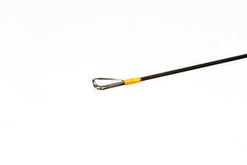Fototapeta premium Fishing rod spinning titanium ring for line close-up.