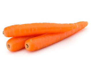 Sweet raw carrot tuber isolated on white background cutout
