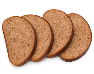 Fresh sliced rye bread loaf isolated on white background cutout