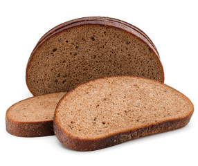 Fresh sliced rye bread loaf isolated on white background cutout