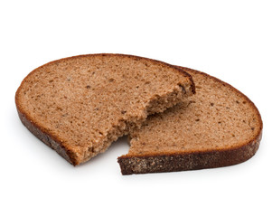 Fresh sliced rye bread loaf isolated on white background cutout