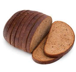 Fresh sliced rye bread loaf isolated on white background cutout