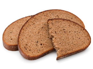 Fresh sliced rye bread loaf isolated on white background cutout