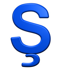 One letter from blue alphabet set, isolated on white. Computer generated 3D photo rendering.