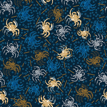 marine crabs seamless pattern