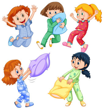 Girls in pajamas at slumber party