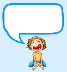 Speech bubble design with boy crying