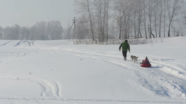 Walking in a winter park