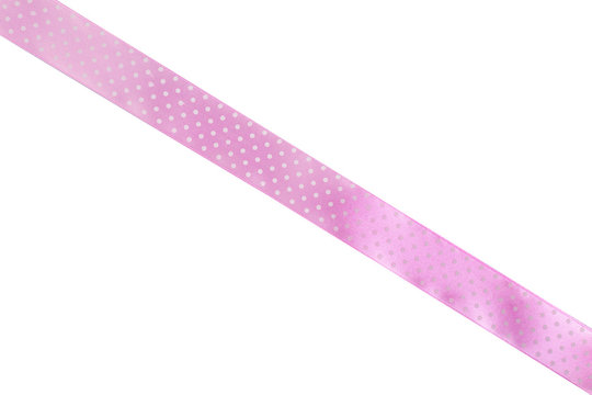 Pink satin ribbon isolated on white