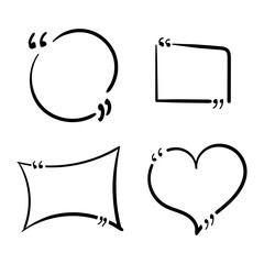 Quotes template hand drawn set isolated on a white background