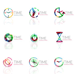 Linear time abstract logo set, connected multicolored segments