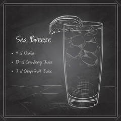 Cocktail Sea Breeze on black board