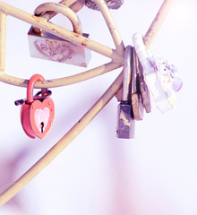 Locks hang on your wedding day. Love story.
