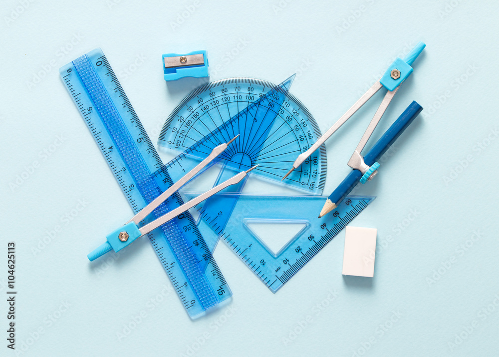 Wall mural set of geometry tool