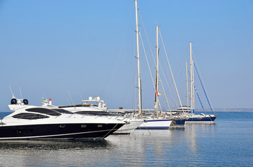Fototapeta premium Motor yacht in jetty