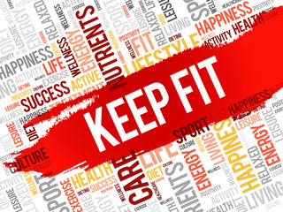 KEEP FIT word cloud, health concept background