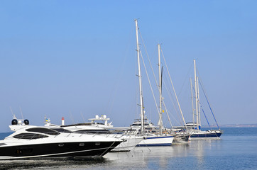 Fototapeta premium Motor yacht in jetty