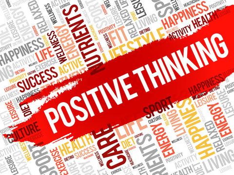 Positive thinking word cloud, health concept