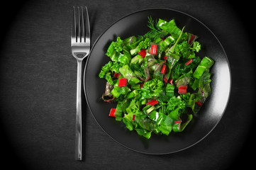 Leafy vegetables salad in plate
