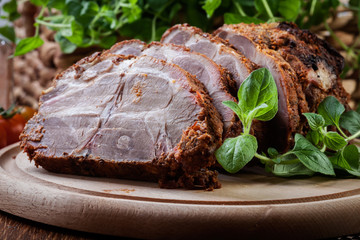 Roasted pork neck with spices