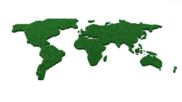 Ecology world map on white background