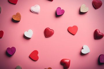 Valentines Hearts on pink background