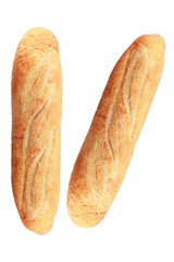 Two french bread isolated on white