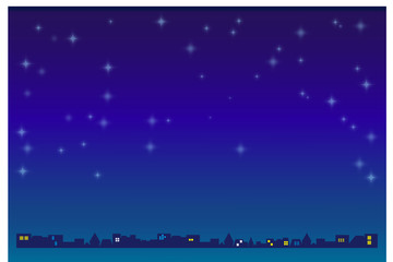 夜景　街並み　シルエット　