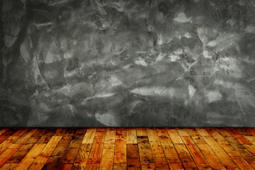 Cement wall and wooden floor for pattern