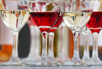 Glasses with different kind of wine